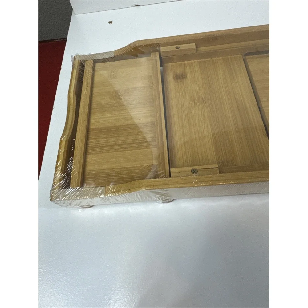 Bamboo Bathtub Tray Caddy - Expandable Bath Tub Table for Wine, Books & Phone